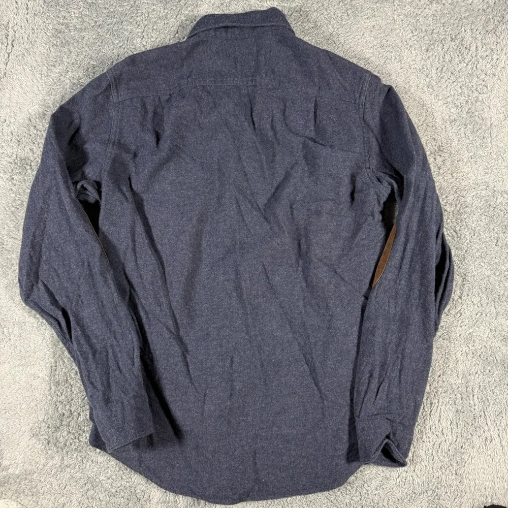J Crew Blue Wool‎ Elbow Patch Button Shirt Suede Mens Size Small